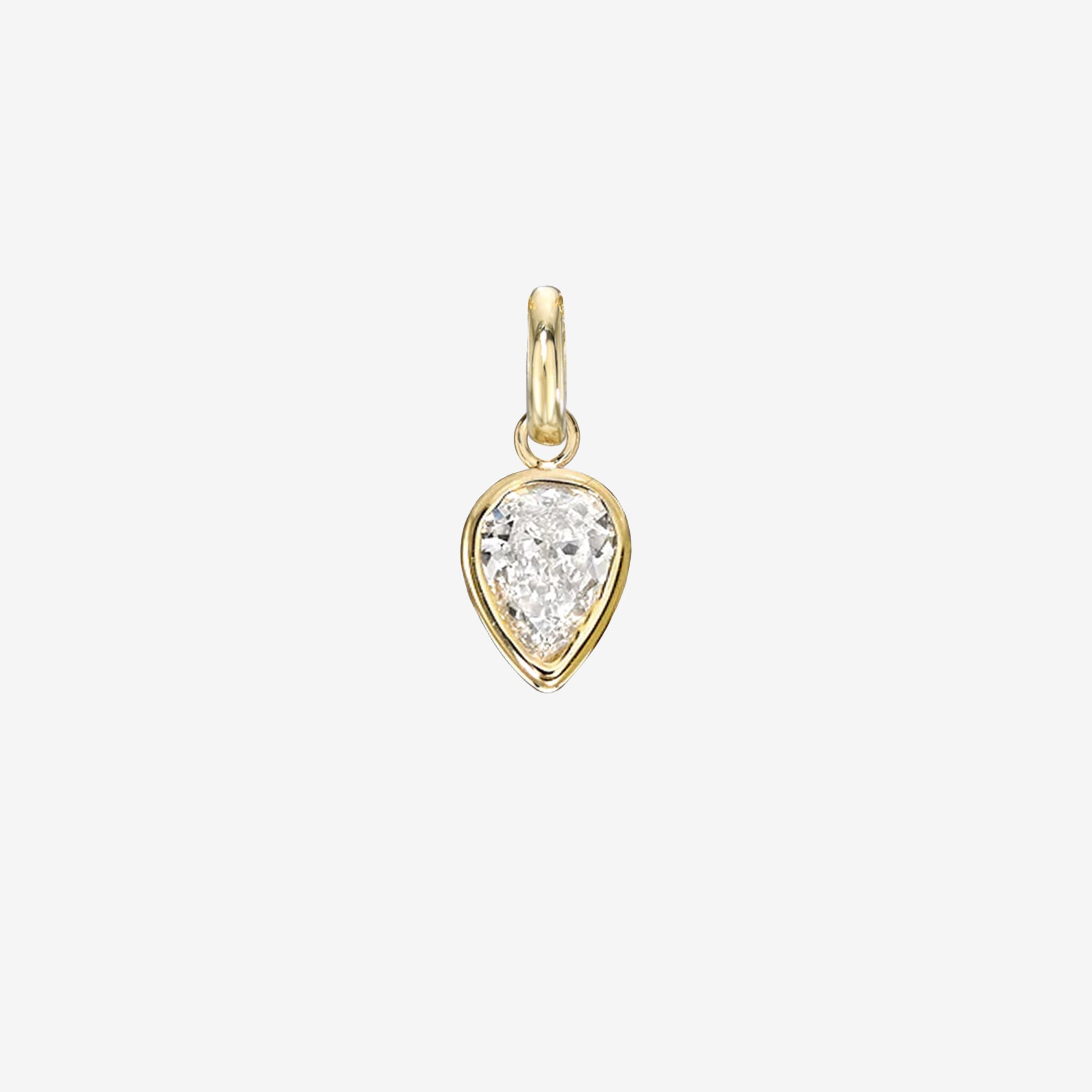 14K Gold Pear Bezel Diamond Pendant, photo 1