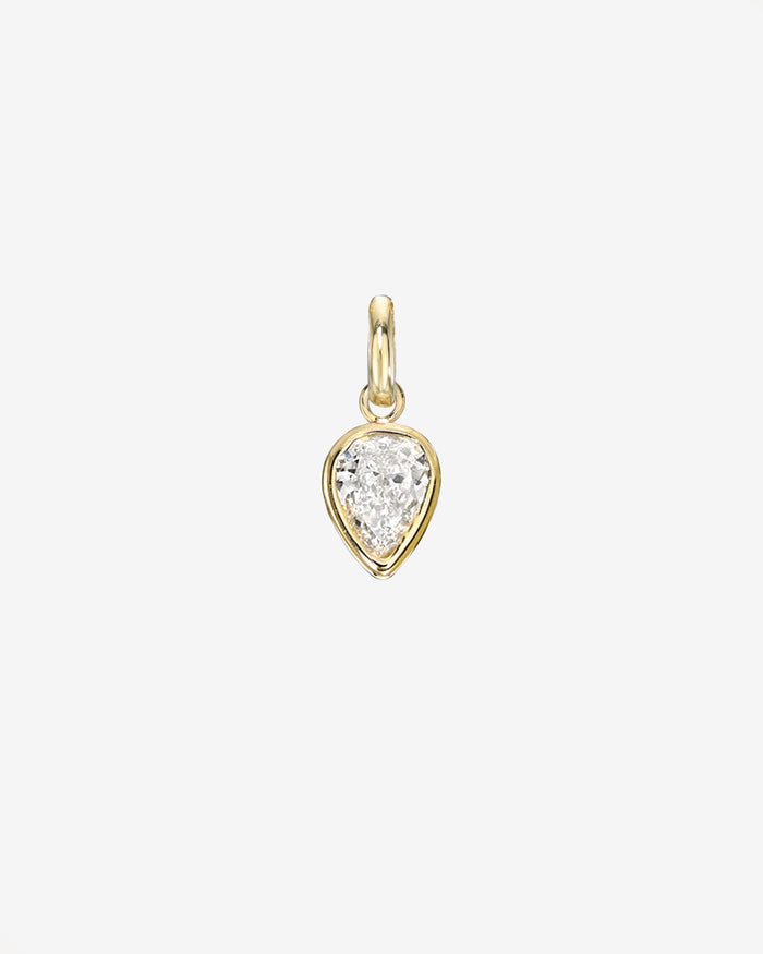 14K Gold Pear Bezel Diamond Pendant, photo 1
