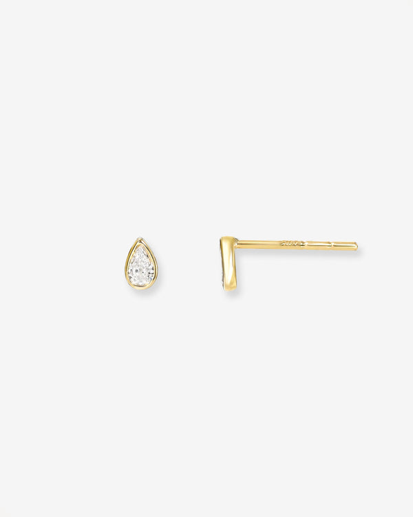 Pear Bezel Diamond Stud Earrings, photo 1
