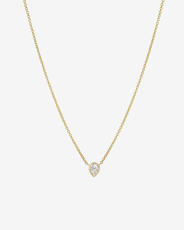 14K Gold Pear Diamond Bezel Necklace, photo 1