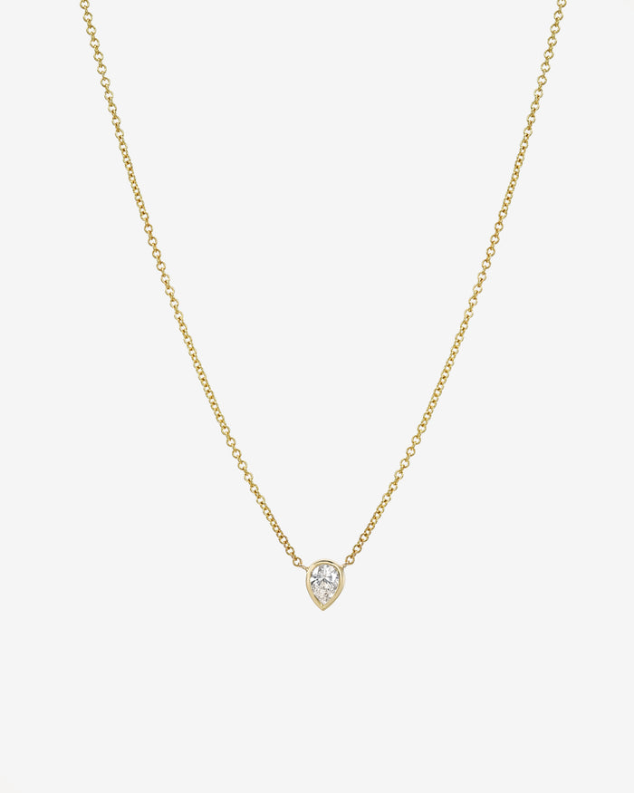 14K Gold Pear Diamond Bezel Necklace, photo 1