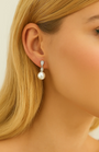 Cubic Zirconia Accent Faux Pearl Drop Earrings, photo 4