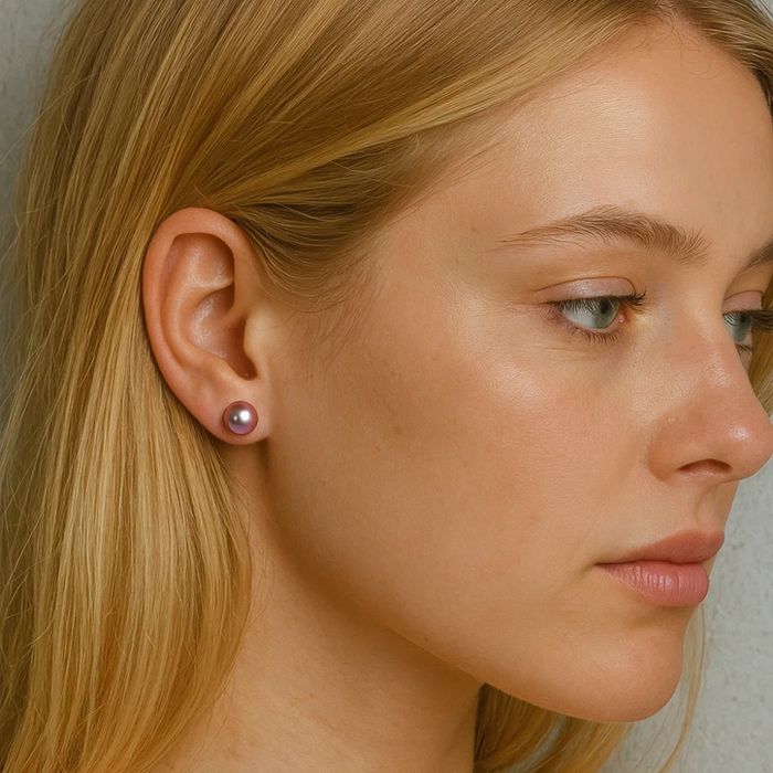 Champagne Pearl Stud Earrings, photo 2
