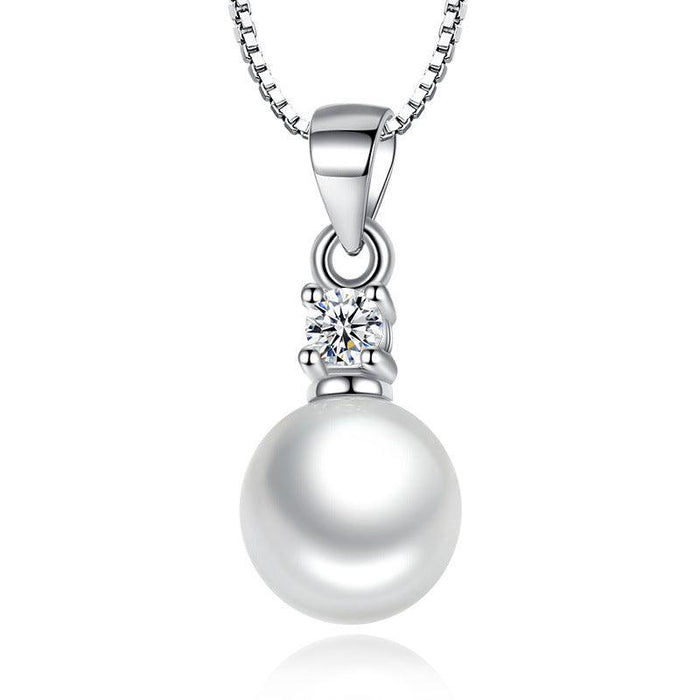 Cubic Zirconia Accent Faux Pearl Pendant Necklace, photo 1