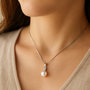Cubic Zirconia Accent Faux Pearl Pendant Necklace, photo 2