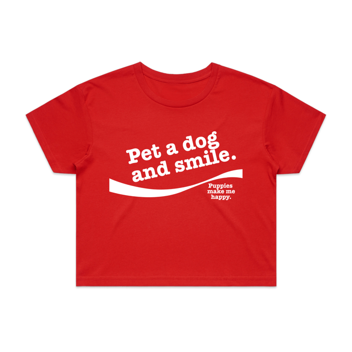 Pet A Dog And Smile Crop Tee in red