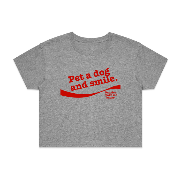 Pet A Dog And Smile Crop Tee in sport grey