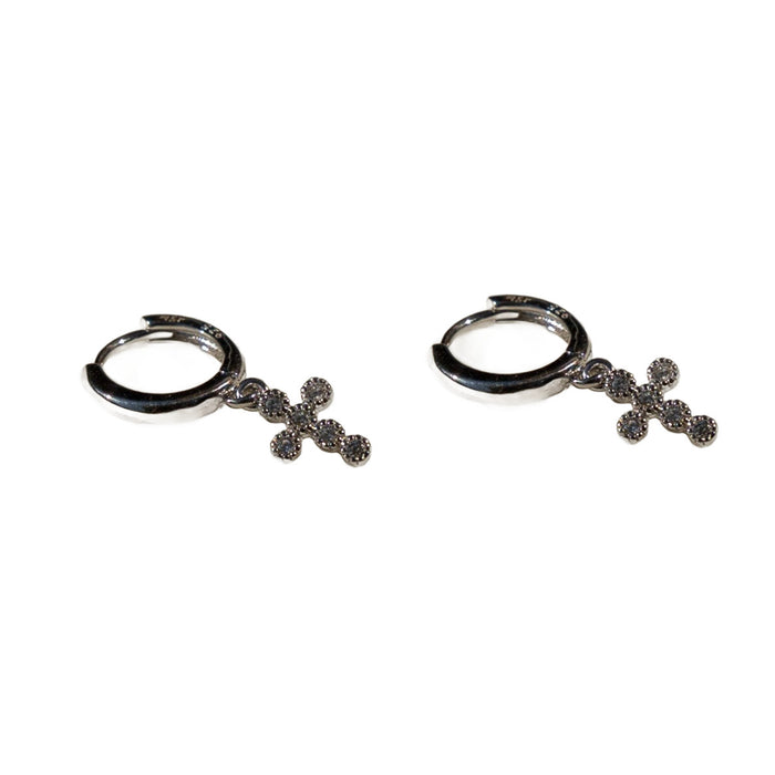 Men's Petite Cross Cubic Zirconia Hoop Earrings, photo 5