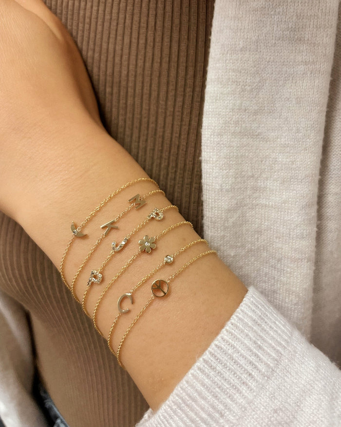Pulsera de flor diminuta con diamante en oro de 14K, foto 4