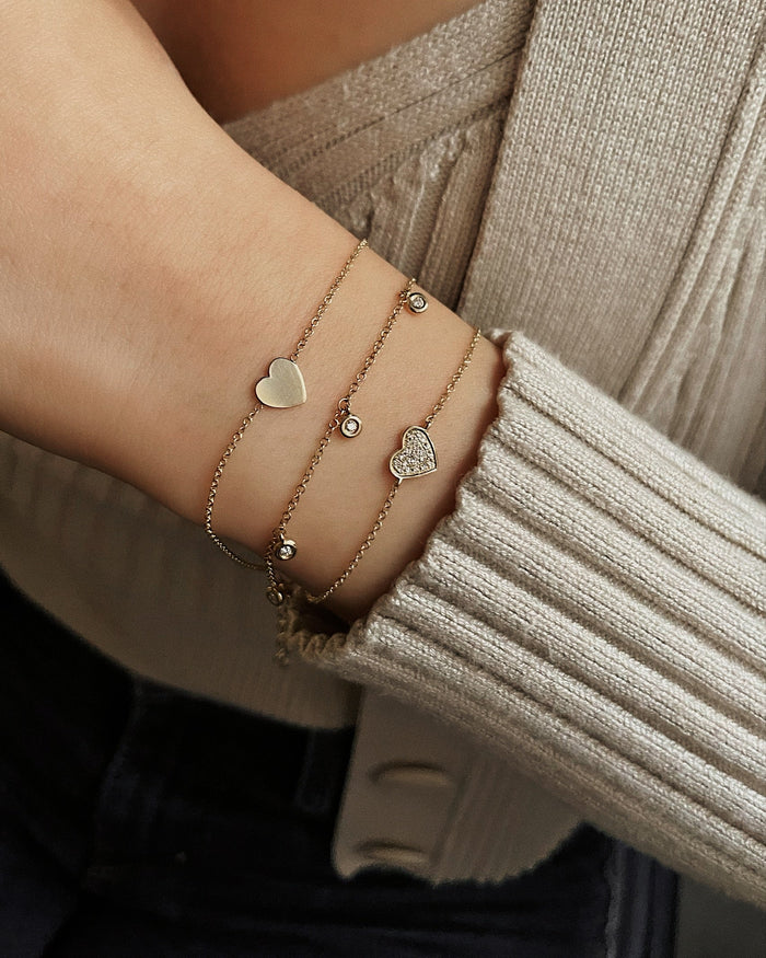 Pulsera de corazón de diamantes pavé en oro de 14K, foto 9