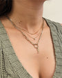 Collar de cadena Paper Clip grande con enhancer de serpiente en oro de 14K, foto 7