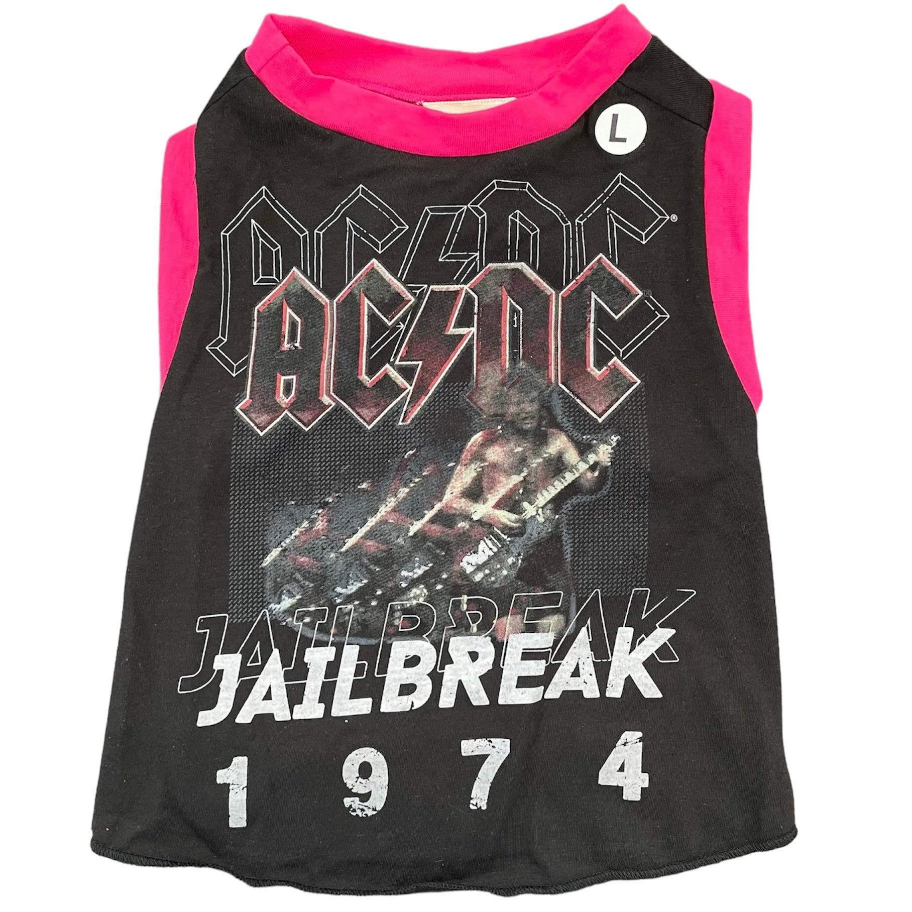 Upcycled Dog Tank - L "ACDC PINK", photo 1