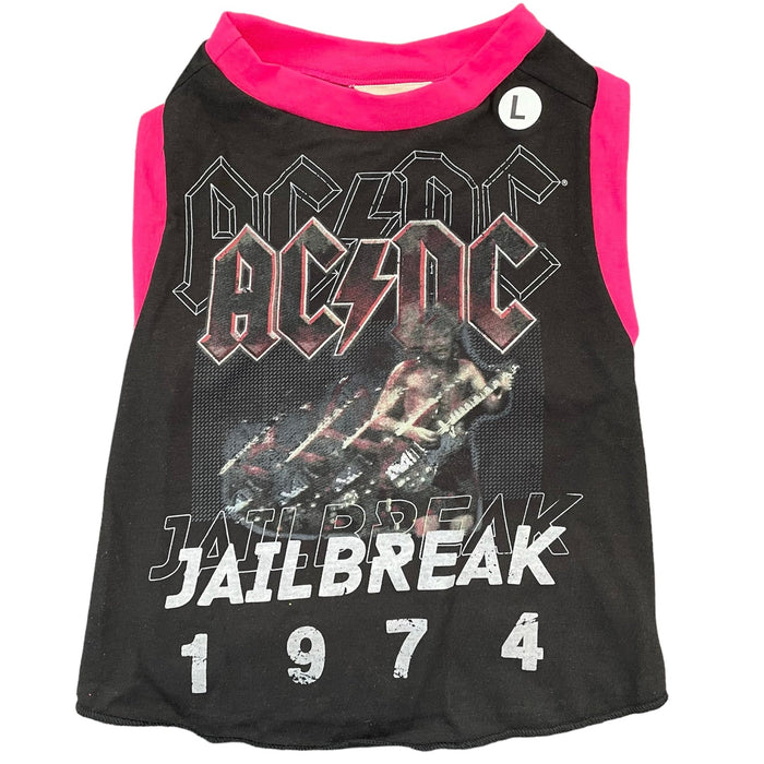 Upcycled Dog Tank - L "ACDC PINK", photo 1