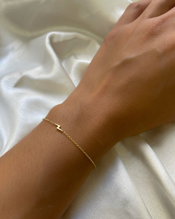 14K Gold Tiny Lightning Bolt Bracelet, photo 2