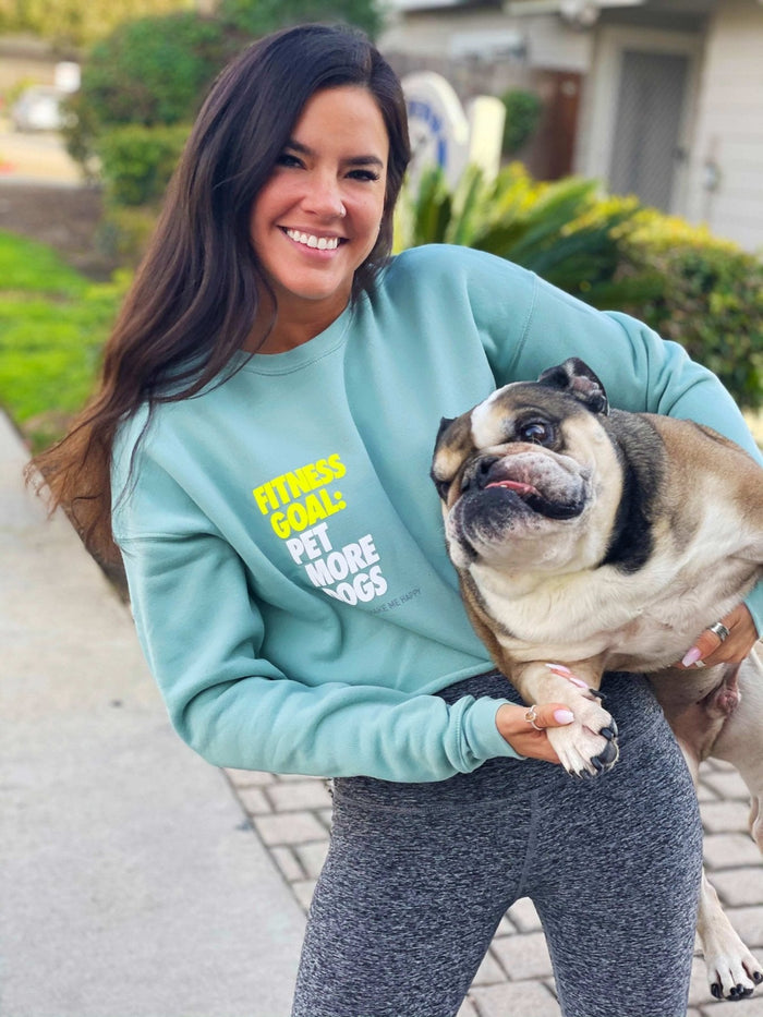 Fitness Goal: Pet More Dogs Women's Cropped Sweatshirt in sage