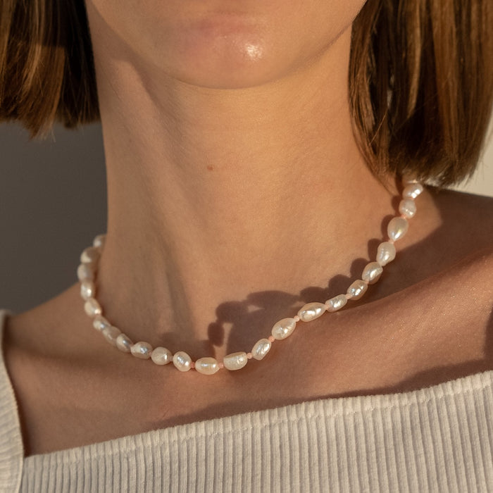 Collar de jade rosa y perlas de agua dulce, foto 1