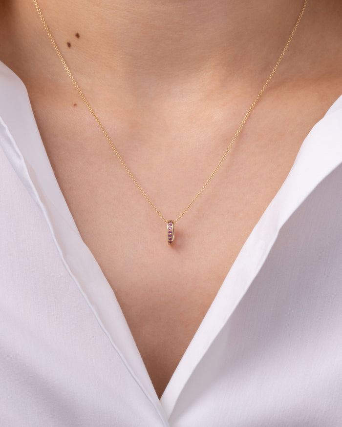 14K Gold Pink Sapphire Eternity Heirloom Charm, photo 2