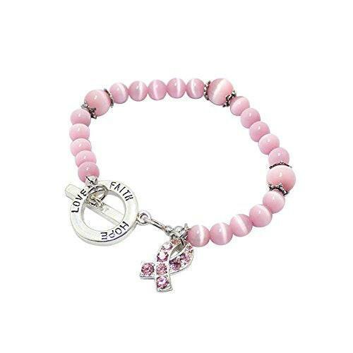 Pink Cat Eye Ribbon Charm Bracelet, photo 1