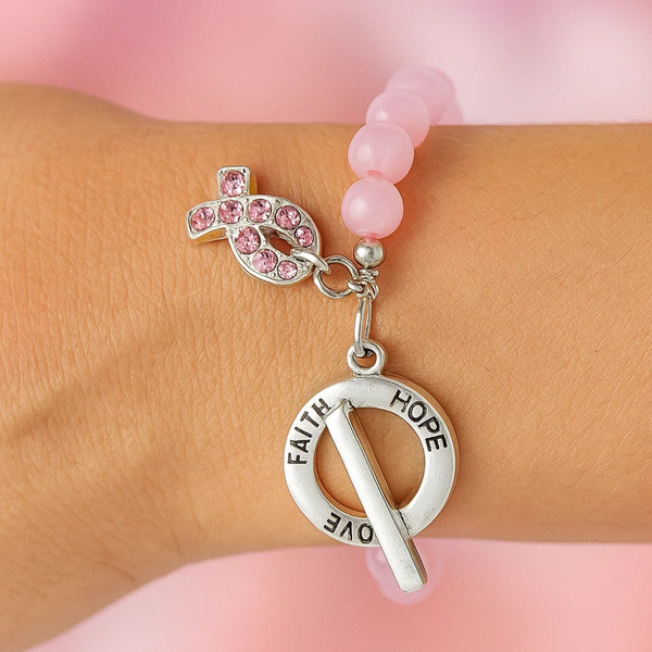 Pink Cat Eye Ribbon Charm Bracelet, photo 2