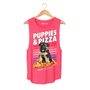 Puppies & Pizza Women's Sleeveless Tank in hot pink