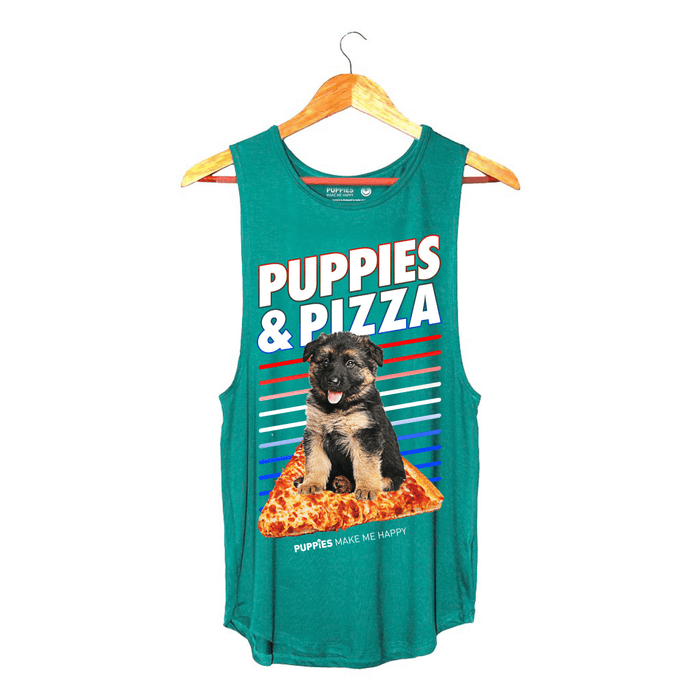 Puppies & Pizza Women's Sleeveless Tank in mermaid