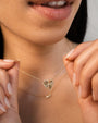 14K Gold Diamond Framed Small Fluted Heart Necklace, photo 2