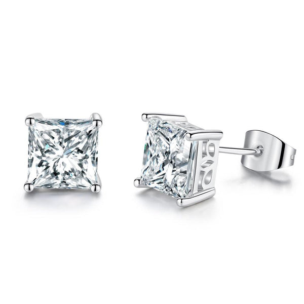 Aretes de botón de zirconia cúbica talla princesa Kate, foto 1