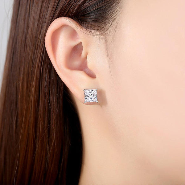 Aretes de botón de zirconia cúbica talla princesa Kate, foto 2