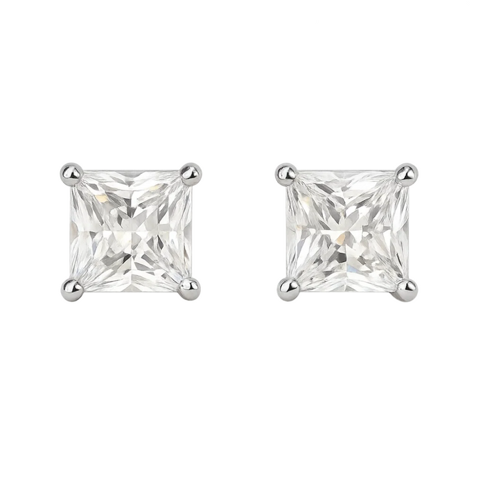 Half Carat Princess Cut Cubic Zirconia Stud Earrings, photo 7
