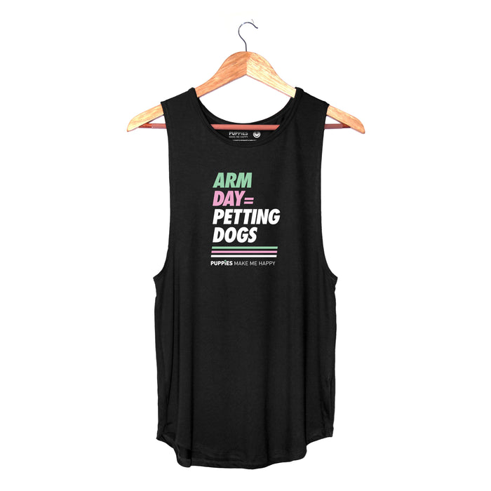 Arm Day = Petting Dogs Sleeveless Tank in black