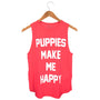 Puppies Make Me Happy Women's Sleeveless Tank in hot pink