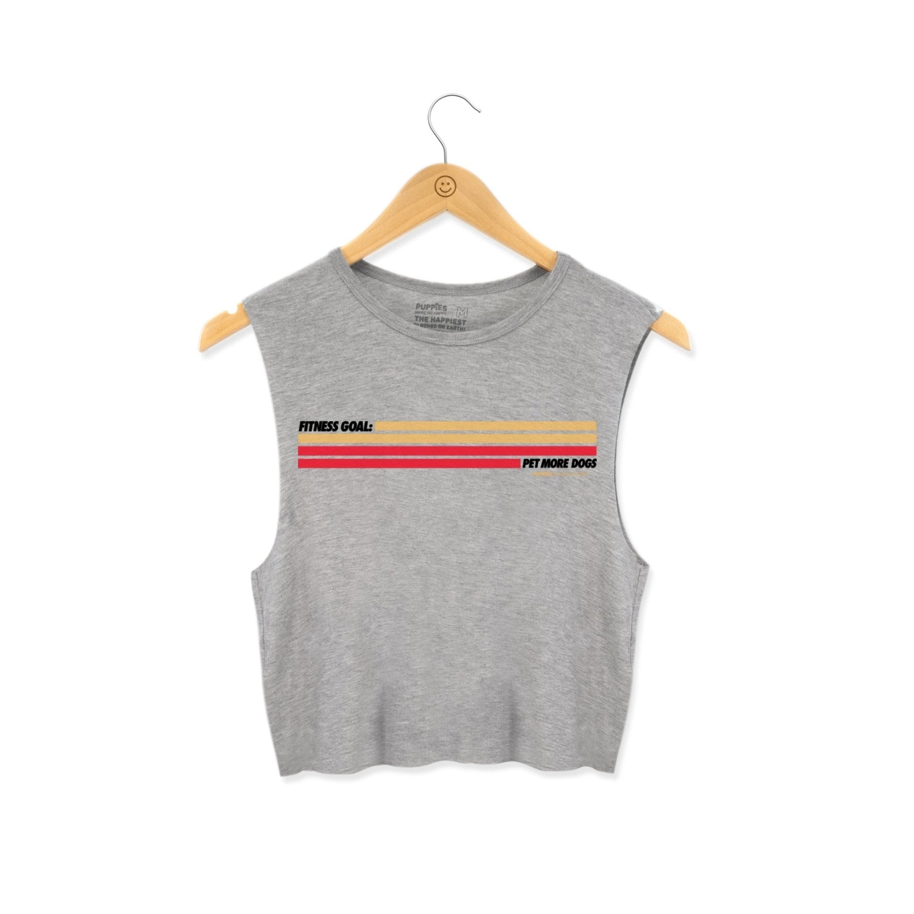 Puppies Fitness Stripes Crop Tank in light grey