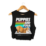 Puppies & Yoga Crop Tank in black