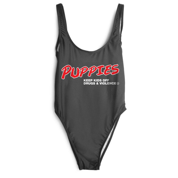 D.A.R.E. Puppies One-Piece Swimsuit in black