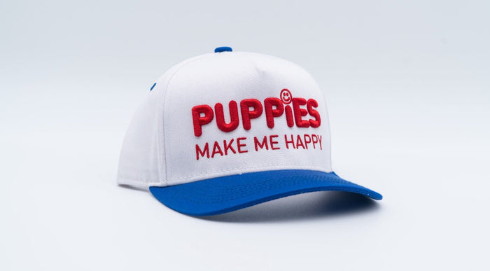 Puppies Make Me Happy Red White & Blue 3D Puff Snapback Hat