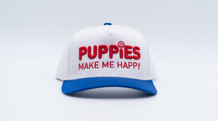 Puppies Make Me Happy Red White & Blue 3D Puff Snapback Hat