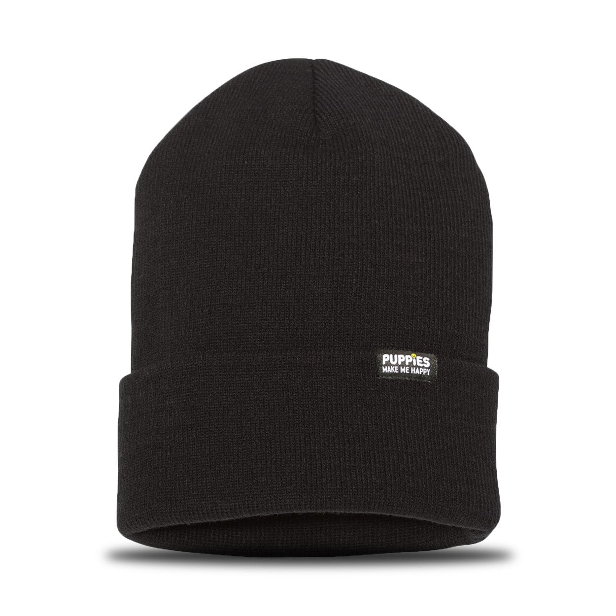 Puppies Make Me Happy Hipster Beanie in black