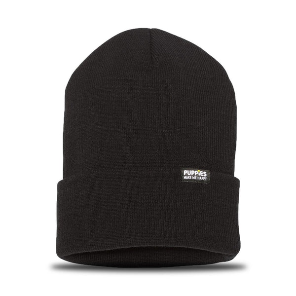 Puppies Make Me Happy Hipster Beanie in black