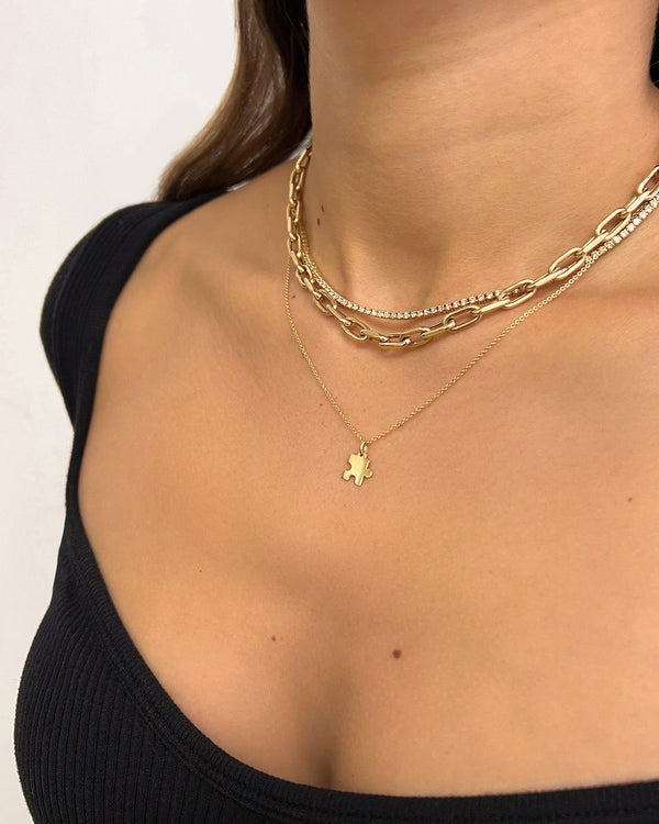 14K Gold Puzzle Piece Necklace, photo 2