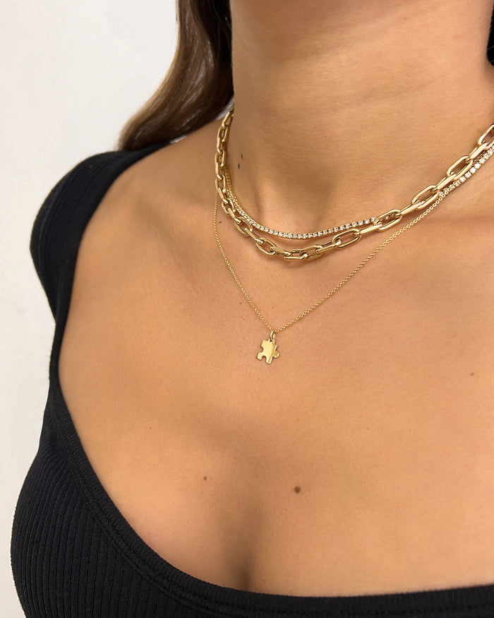 14K Gold Puzzle Piece Necklace, photo 2