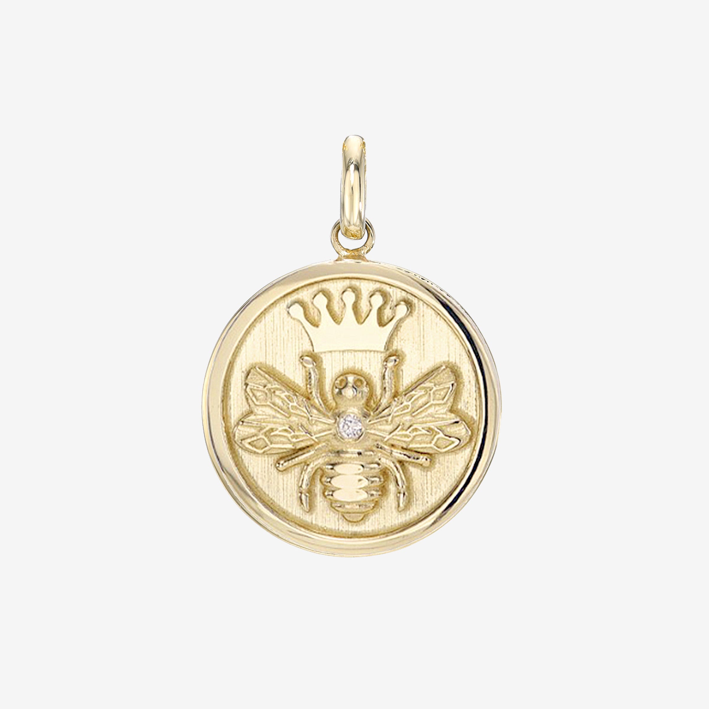 14K Gold Diamond Queen Bee Medallion Pendant, photo 1