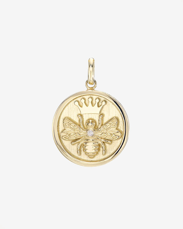 14K Gold Diamond Queen Bee Medallion Pendant, photo 1