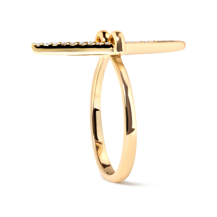 Anillo de doble triángulo con diamantes de 1/5 ct. p.t. en oro amarillo de 14K, foto 3