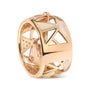 Anillo de banda con diamantes de 1/3 ct. p.t., turmalina rosa creada en laboratorio y esmalte blanco en oro rosa de 14K, foto 3