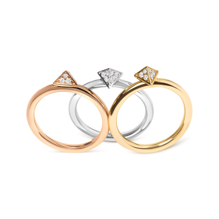 1/3 Ct. T.W. Diamond Pyramid Stackable Band Ring Set in 14K Tri-Tone Gold, photo 1