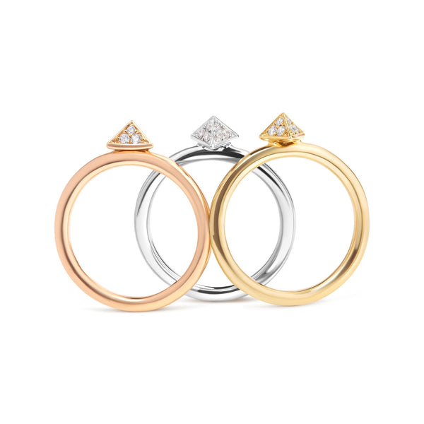 1/3 Ct. T.W. Diamond Pyramid Stackable Band Ring Set in 14K Tri-Tone Gold, photo 2