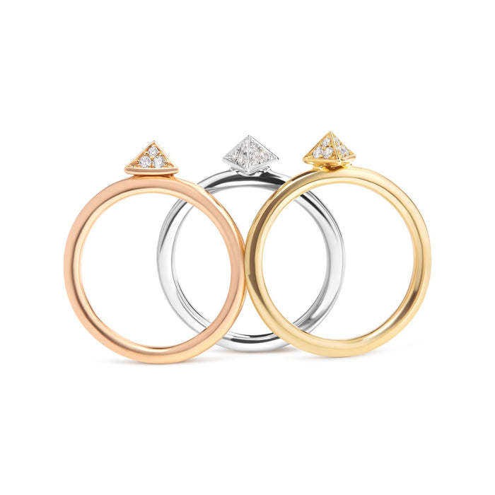 1/3 Ct. T.W. Diamond Pyramid Stackable Band Ring Set in 14K Tri-Tone Gold, photo 2