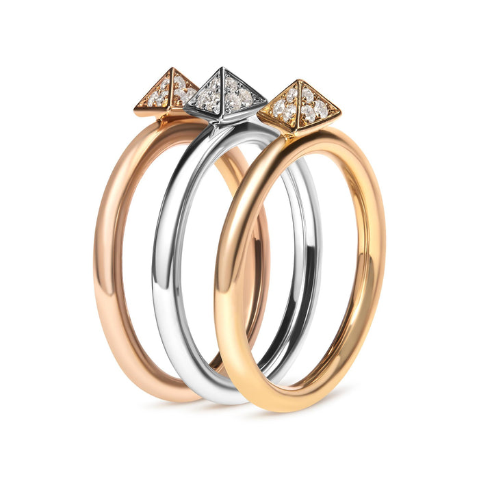 1/3 Ct. T.W. Diamond Pyramid Stackable Band Ring Set in 14K Tri-Tone Gold, photo 3