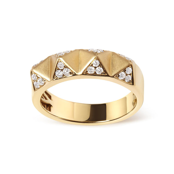 1/4 Ct. T.W. White Diamond Pyramid Band Ring in 14K Yellow Gold, photo 1