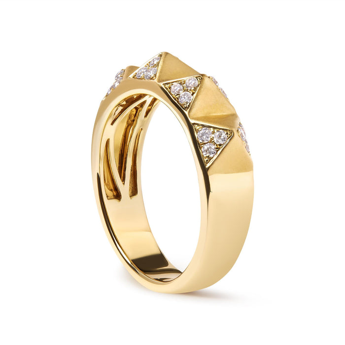 Anillo de banda de pirámide con diamantes blancos de 1/4 ct. p.t. en oro amarillo de 14K, foto 3